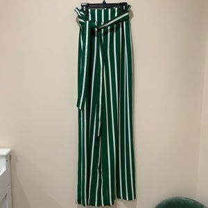 Forever 21 Green and White Striped Palazzo Pants